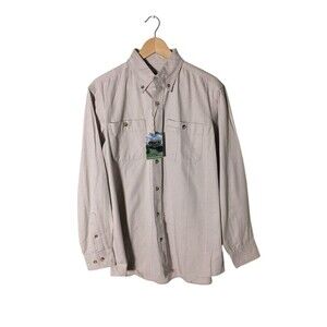 Backpacker Shirt Men's Size Medium Stone Beige 100% Cotton Casual Button Up